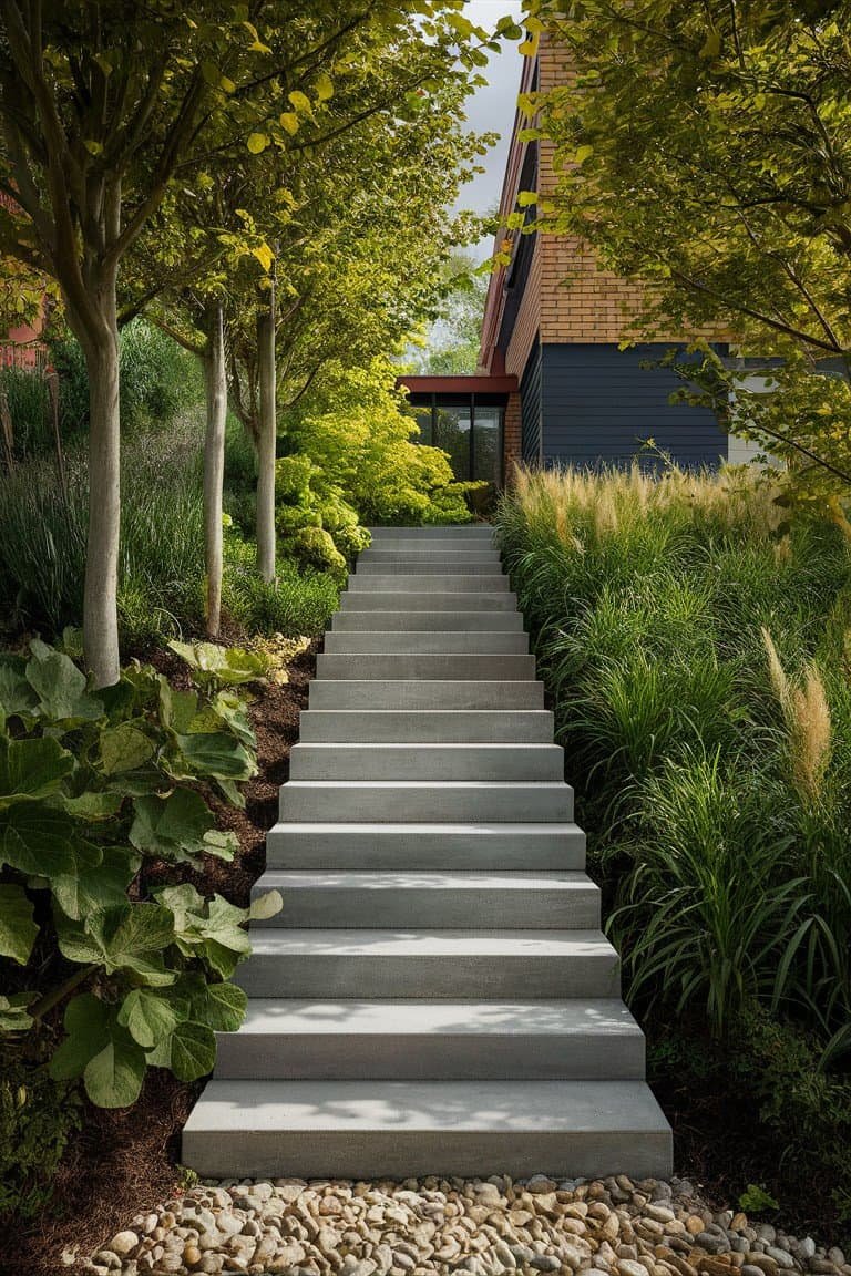 Garden-Inspired Concrete Stairs