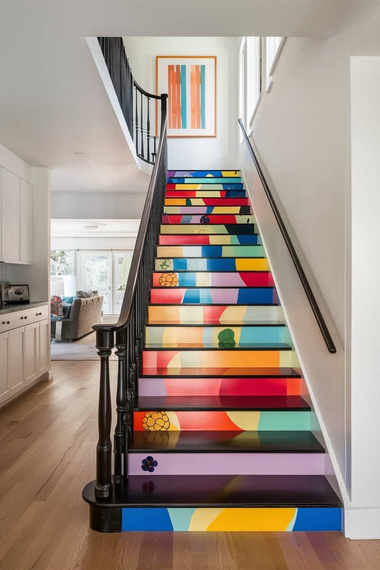 Colorful Staircase Makeover