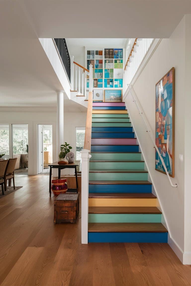 Colorful Painted Wood Stairs Colorful Painted Wood Stairs