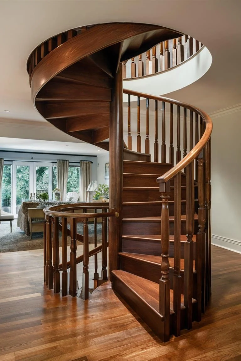 Classic Cherry Wood Spiral Staircase Classic Cherry Wood Spiral Staircase
