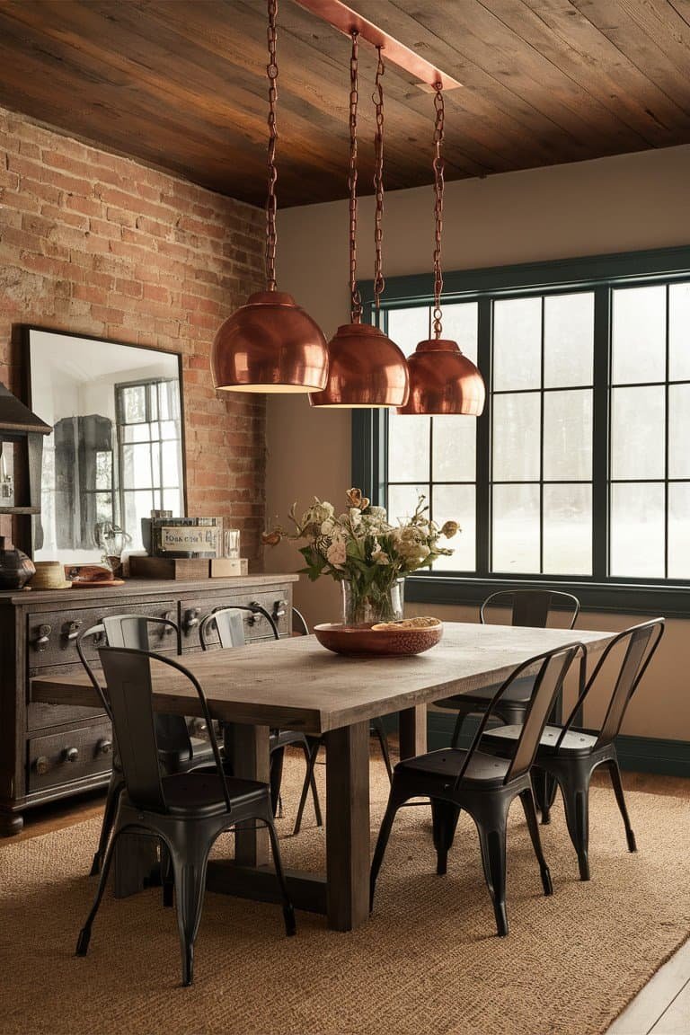 Rustic Charm with Copper Pendants Rustic Charm with Copper Pendants