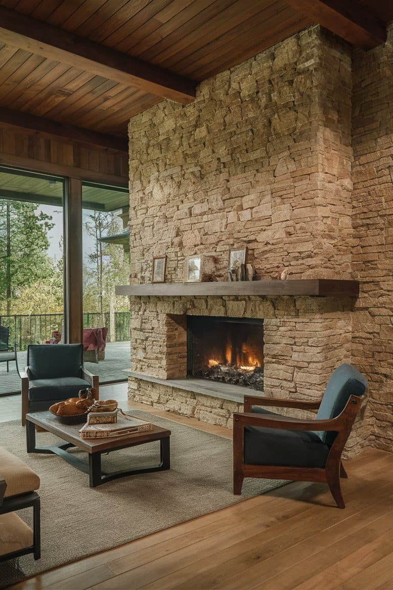 Natural River Stone Wall