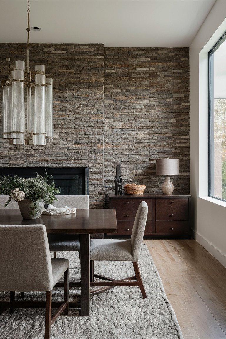 Modern Stacked Stone Accent Wall