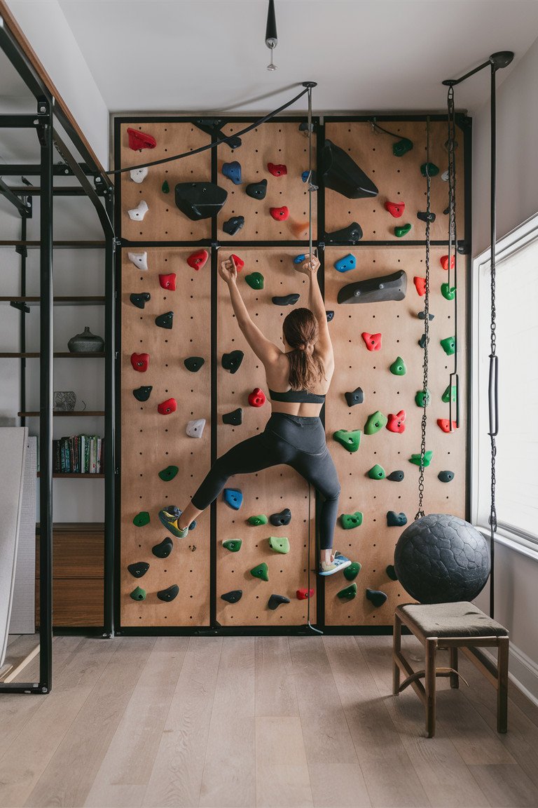 Climbing Wall with Integrated Gym Features