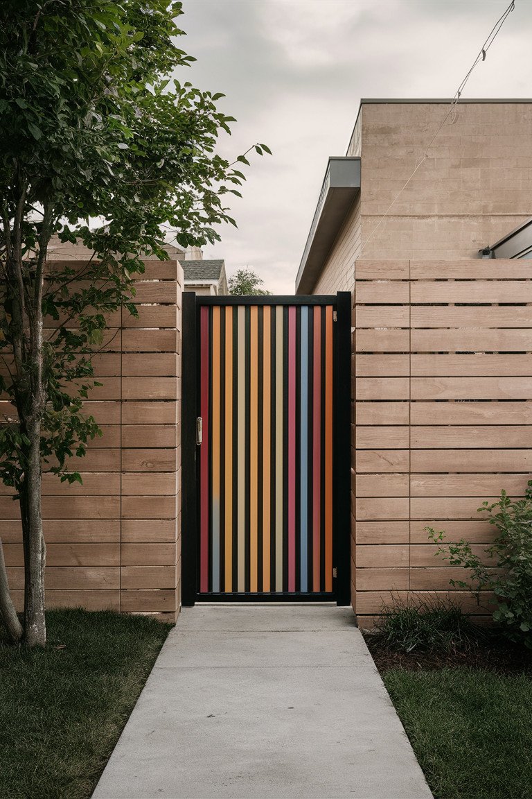 Vibrant Vertical Slatted Gate