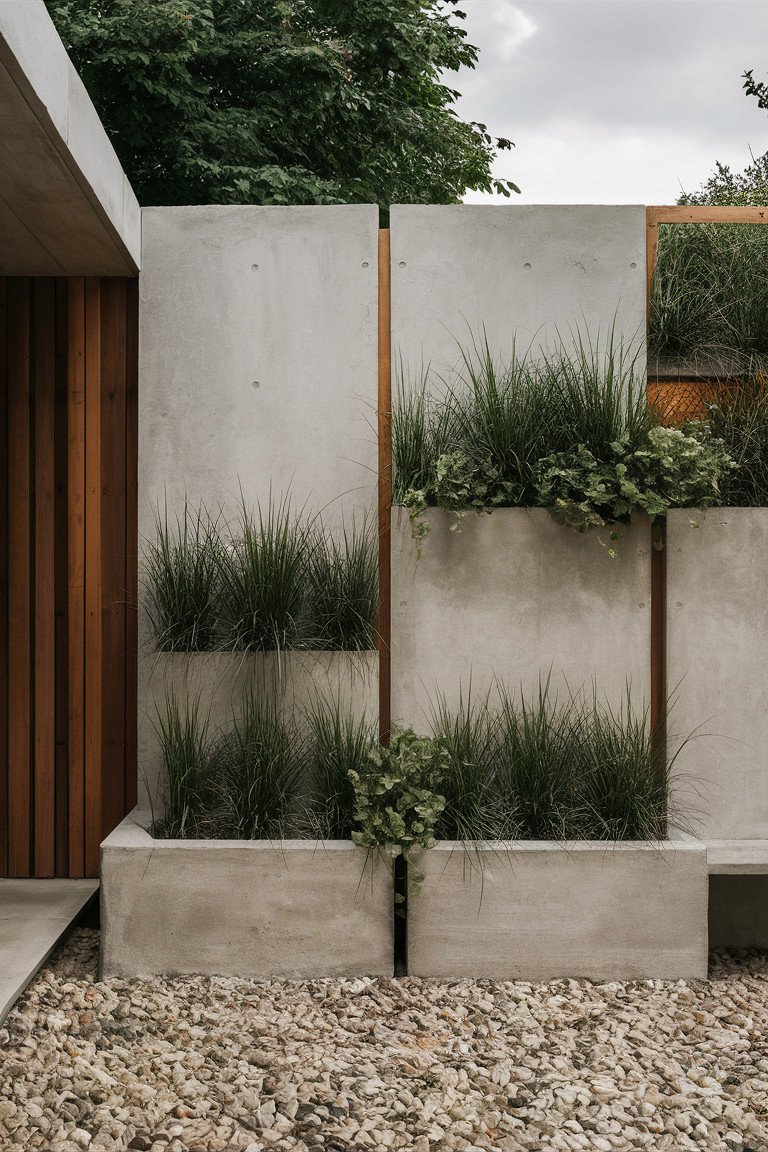 Concrete Planters Integrated into Walls