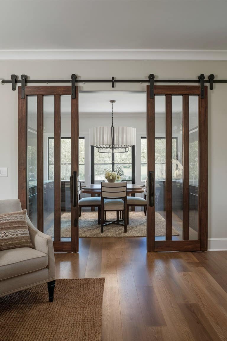 Sliding Glass Barn Doors for a Rustic Touch