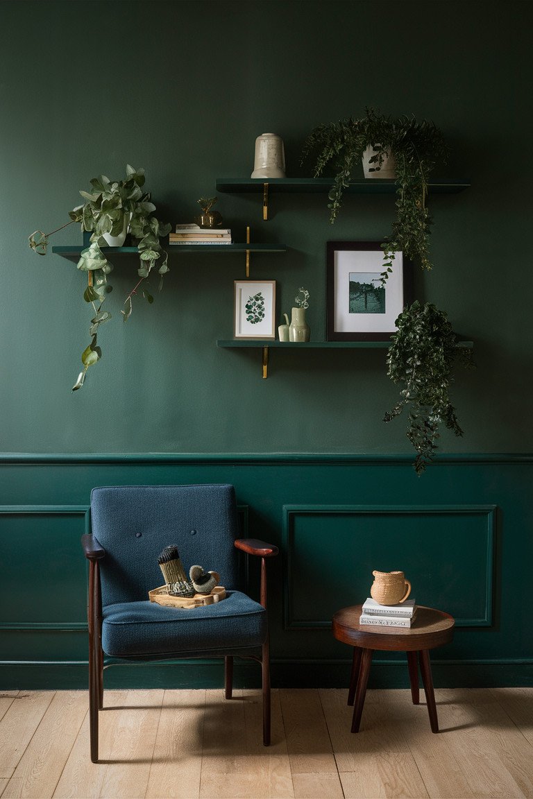 Accent Shelves with Greenery and Decor