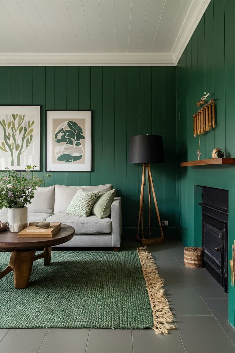 Green Area Rugs on Neutral Floors