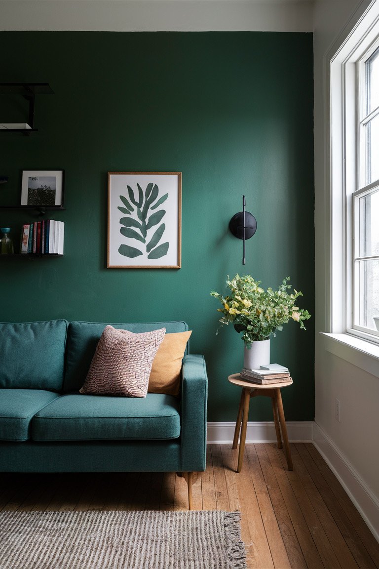 Accent Wall with Green Paint