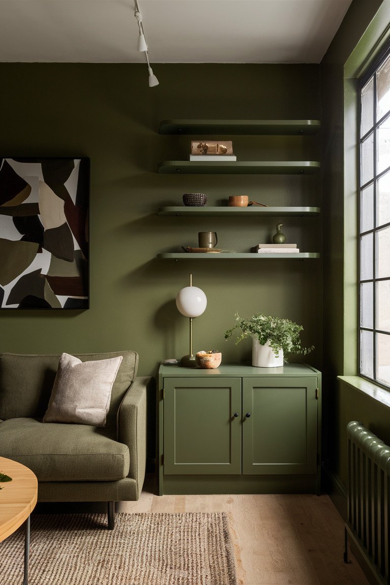 Olive Green Shelving Units