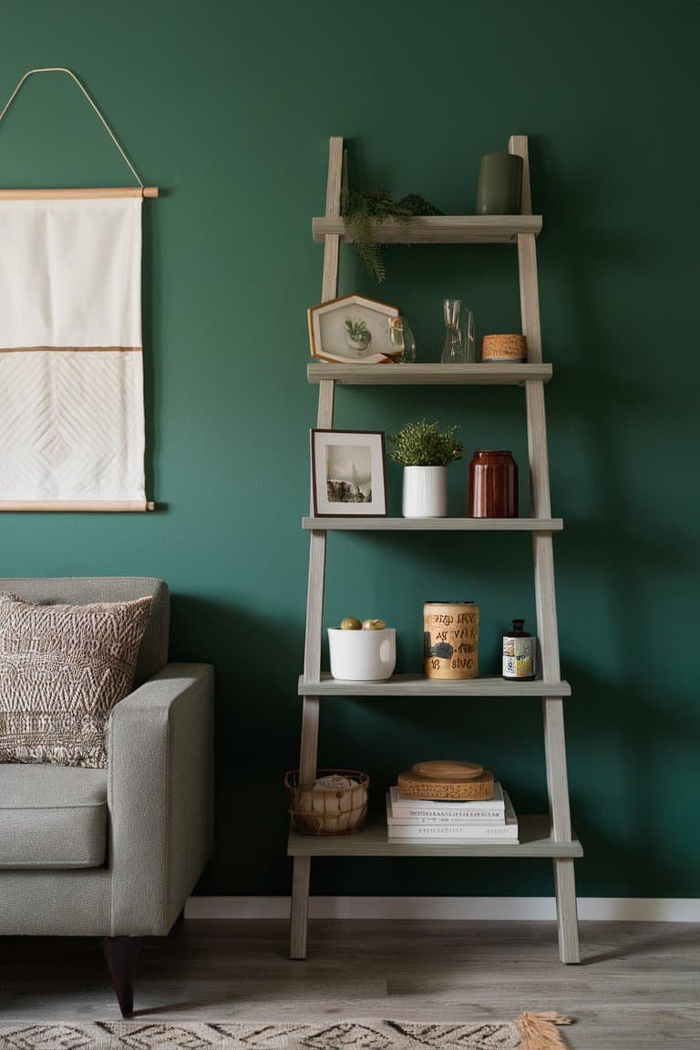 Repurposed Ladder Shelf