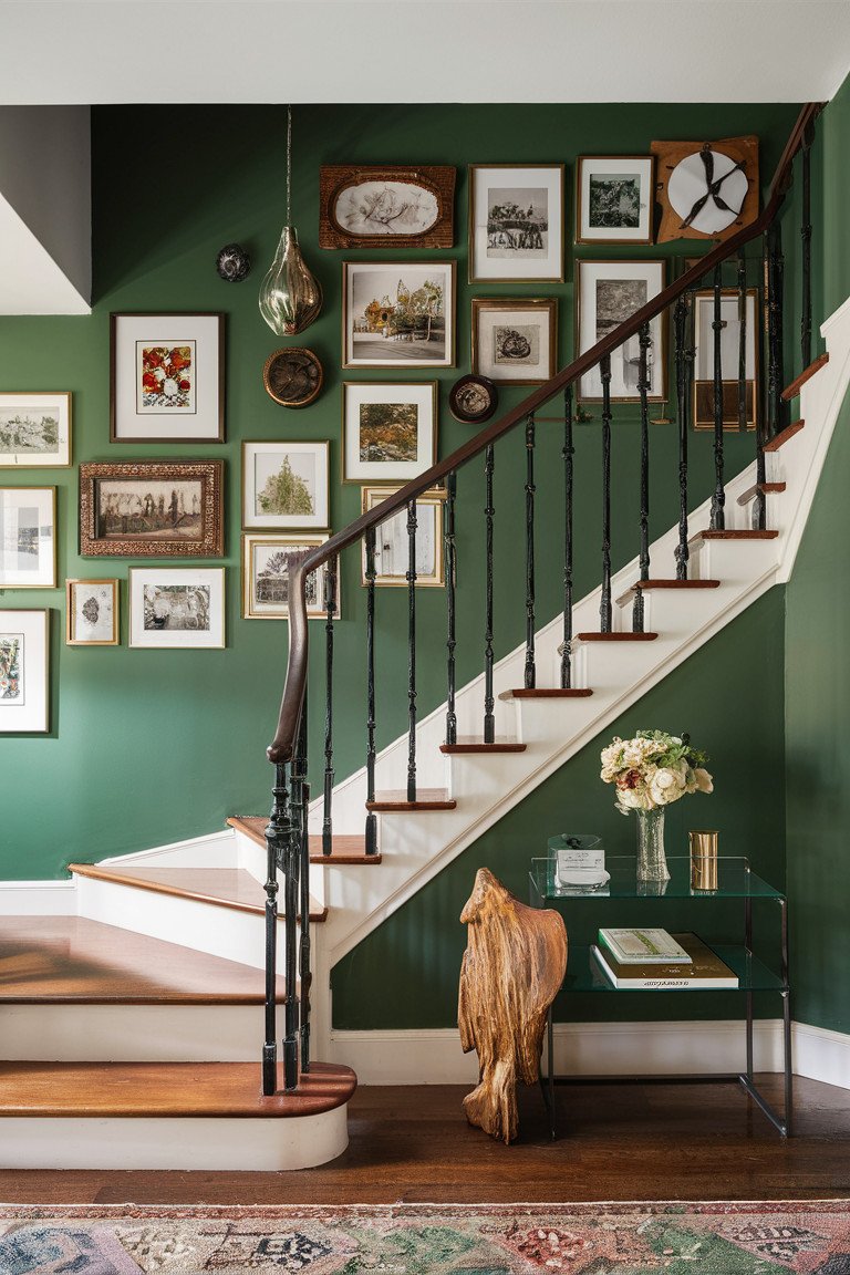 Gallery Wall with Green Accents