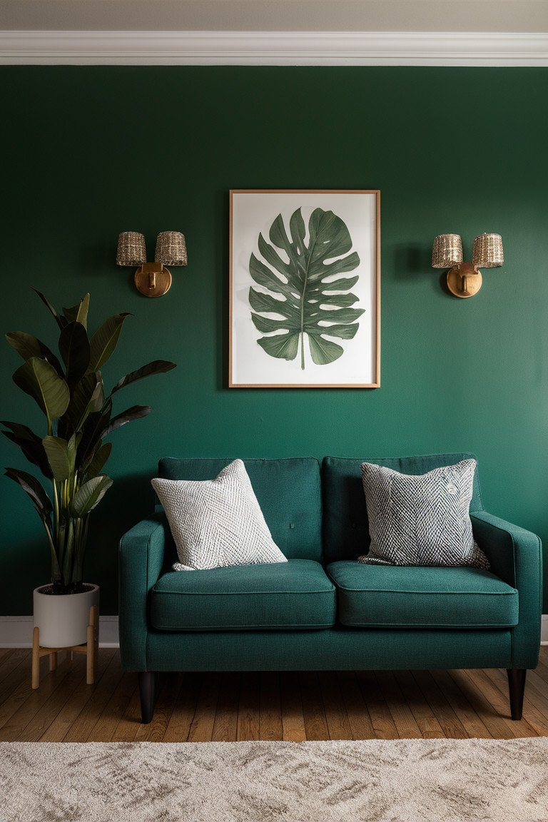 Green Wall Décor with Art