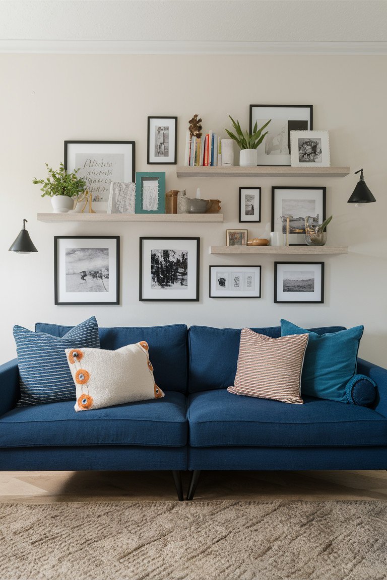 Gallery Wall with Floating Shelves