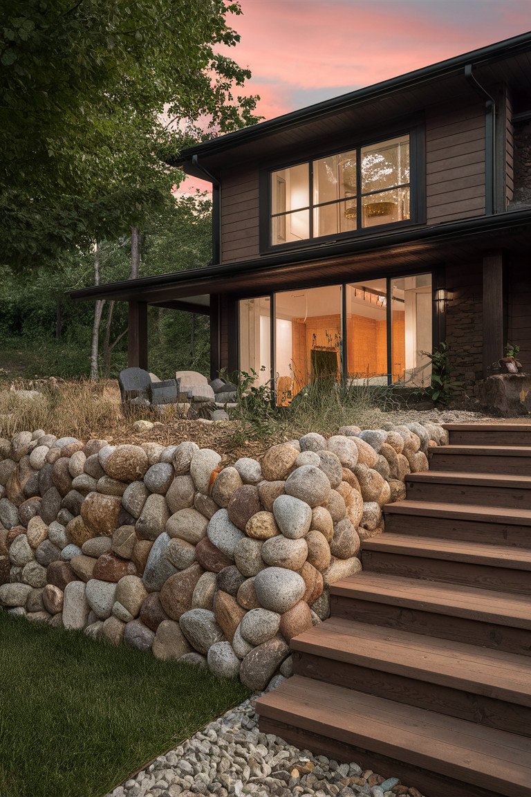 Rustic River Rock Accent Wall