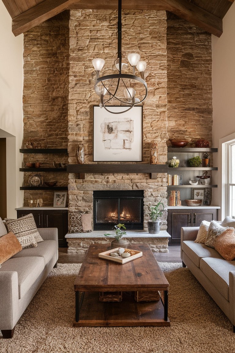 Rustic Fieldstone Accent Wall