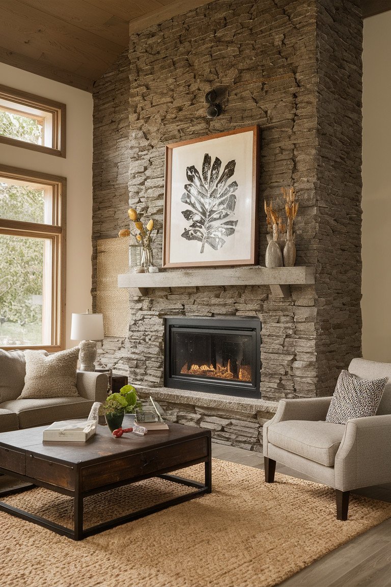 Charming River Rock Feature Wall